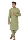 Manish Nagdeo_Green Cotton Silk Quilted Bundi And Kurta Set _Online_at_Aza_Fashions