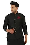 Buy_Manish Nagdeo_Black Cotton Silk Button Front Bundi And Kurta Set _Online_at_Aza_Fashions