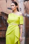 Buy Manika Nanda Green Crepe Spandex Asymmetric Draped Skirt Set Online at Aza Fashions Buy_Manika Nanda_Green Crepe Spandex Asymmetric Draped Skirt Set _Online_at_Aza_Fashions