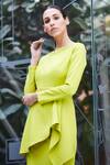Buy Manika Nanda Green Crepe Spandex Notched Draped Sheath Dress Online at Aza Fashions Buy_Manika Nanda_Green Crepe Spandex Notched Draped Sheath Dress _Online_at_Aza_Fashions