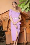 Buy Manika Nanda Purple Crepe Spandex Asymmetric One Shoulder Dress at Aza Fashions Buy_Manika Nanda_Purple Crepe Spandex Asymmetric One Shoulder Dress _at_Aza_Fashions