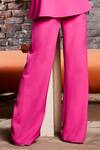 Shop_Manika Nanda_Pink Crepe Spandex V Neck Peplum Top And Pant Set _Online_at_Aza_Fashions