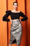 Buy_Manika Nanda_Black Crepe Spandex Bardot Metallic Skirt Set  _at_Aza_Fashions