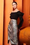 Buy_Manika Nanda_Black Crepe Spandex Bardot Metallic Skirt Set  _Online_at_Aza_Fashions