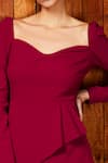 Buy Manika Nanda Pink Crepe Spandex Sweetheart Neck Layered Peplum Top And Pant Set Online at Aza Fashions Buy_Manika Nanda_Pink Crepe Spandex Sweetheart Neck Layered Peplum Top And Pant Set _Online_at_Aza_Fashions