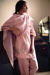 Shop_Shorshe Clothing_Pink Handwoven Tissue Kurta Set_at_Aza_Fashions