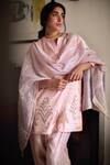 Shorshe Clothing_Pink Handwoven Tissue Kurta Set_Online_at_Aza_Fashions