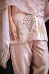 Shop_Shorshe Clothing_Pink Handwoven Tissue Kurta Set_Online_at_Aza_Fashions