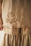 Buy_Shorshe Clothing_Beige Silk And Chanderi Round Kurta & Sharara Pant Set _Online_at_Aza_Fashions