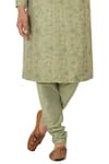 Manish Nagdeo_Green Cotton Silk Block Print Sherwani And Kurta Set _Online_at_Aza_Fashions