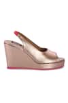 Veruschka by Payal Kothari_Pink Pu Leather Peep Toe Wedges_Online_at_Aza_Fashions