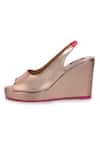 Shop_Veruschka by Payal Kothari_Pink Pu Leather Peep Toe Wedges_Online_at_Aza_Fashions