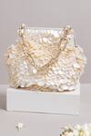 Shop_The Leather Garden_White Beads Embellished Handbag _at_Aza_Fashions