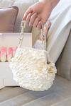 The Leather Garden_White Beads Embellished Handbag _at_Aza_Fashions