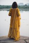 Shop_Heena Kochhar_Yellow Velvet Embroidered Kurta Set_at_Aza_Fashions