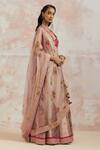 Buy_Aum By Asit And Ashima_Fuchsia Blouse , Lehenga Banarasi And Dupatta Net Mirror, Thread, Set_Online_at_Aza_Fashions