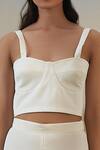 Febo6_Ivory 100% Polyester Plain Sweetheart Neck Bralette_Online_at_Aza_Fashions