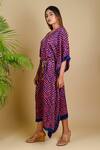 Dyelogue_Blue Gajji Silk Bandhani Kaftan With Belt _Online_at_Aza_Fashions