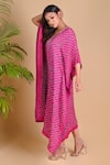 Dyelogue_Pink Gajji Silk Bandhani Kaftan  _Online_at_Aza_Fashions