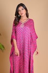 Shop_Dyelogue_Pink Gajji Silk Bandhani Kaftan  _Online_at_Aza_Fashions