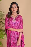 Dyelogue_Pink Gajji Silk Bandhani Kaftan  _at_Aza_Fashions