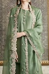 Shop_Prisho_Green Silk Embroidered Floral Round Organza Kurta Sharara Set  _at_Aza_Fashions