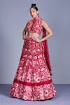 Buy_Mishru_Pink Organza Halter Lehenga Set _at_Aza_Fashions