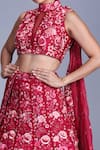 Shop_Mishru_Pink Organza Halter Lehenga Set _at_Aza_Fashions