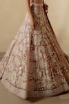 Buy_Mishru_Pink Organza V Neck Embroidered Bridal Lehenga Set  _Online_at_Aza_Fashions