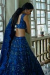 Mishru_Blue Organza Embroidery Square Neck Bridal Lehenga Set  _Online_at_Aza_Fashions