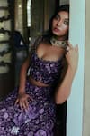 Buy_Mishru_Purple Organza Embroidery Scoop Neck Bridal Lehenga Set _Online_at_Aza_Fashions