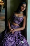 Shop_Mishru_Purple Organza Embroidery Scoop Neck Bridal Lehenga Set _Online_at_Aza_Fashions
