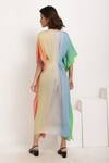 Shop_Ranng Label_Multi Color Viscose Georgette V Neck Ombre Pleated Kaftan _at_Aza_Fashions