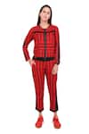 Buy_I am Trouble by KC_Red Modal Rayon Striped Top And Pant Set_at_Aza_Fashions