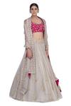 Buy_Mrunalini Rao_Silver Tissue U Neck Embroidered Bridal Lehenga Set _at_Aza_Fashions