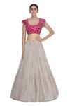 Mrunalini Rao_Silver Tissue U Neck Embroidered Bridal Lehenga Set _Online_at_Aza_Fashions