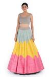 Buy Mrunalini Rao Multi Color Raw Silk U Neck Chevron Lehenga Set at Aza Fashions Buy_Mrunalini Rao_Multi Color Raw Silk U Neck Chevron Lehenga Set_at_Aza_Fashions