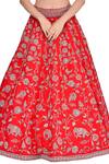 Shop_Mrunalini Rao_Red Raw , Organza, Pure Scoop Neck Embroidered Bridal Lehenga Set_Online_at_Aza_Fashions