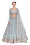 Buy_Mrunalini Rao_Blue Organza Round Bridal Lehenga Set  _at_Aza_Fashions