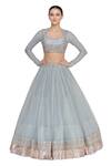 Buy_Mrunalini Rao_Blue Organza Round Bridal Lehenga Set  _Online_at_Aza_Fashions