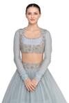 Mrunalini Rao_Blue Organza Round Bridal Lehenga Set  _at_Aza_Fashions