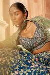 Buy_Mrunalini Rao_Blue Raw Silk Floral Embroidered Lehenga Set_Online_at_Aza_Fashions