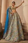 Buy_Mrunalini Rao_Blue Raw Silk Floral Embroidered Lehenga Set_at_Aza_Fashions