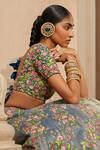 Mrunalini Rao_Blue Raw Silk Floral Embroidered Lehenga Set_Online_at_Aza_Fashions