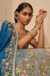 Buy_Mrunalini Rao_Blue Raw Silk Floral Embroidered Lehenga Set_Online_at_Aza_Fashions