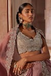 Mrunalini Rao_Pink Raw Silk Floral Embroidered Lehenga Set_Online_at_Aza_Fashions