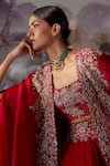 Shop_Mrunalini Rao_Dupion Silk Embroidered Cape And Skirt Set_Online_at_Aza_Fashions