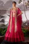 Mrunalini Rao_Pink Dupion Silk Embroidered Cape And Skirt Set_Online_at_Aza_Fashions