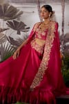 Buy_Mrunalini Rao_Pink Dupion Silk Embroidered Cape And Skirt Set_Online_at_Aza_Fashions