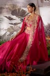 Shop_Mrunalini Rao_Pink Dupion Silk Embroidered Cape And Skirt Set_Online_at_Aza_Fashions